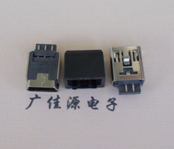 深圳MINI USB 5Pin接口 带护套焊线母座 B型180度铜壳