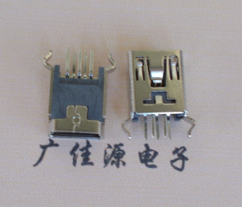 深圳MINI USB5p母座|B型口180度|直插弯脚