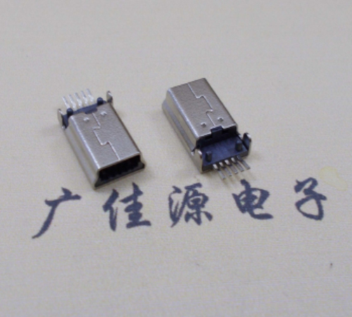 深圳MINI USB公头 5pin端子贴板带柱 10.7mm体长