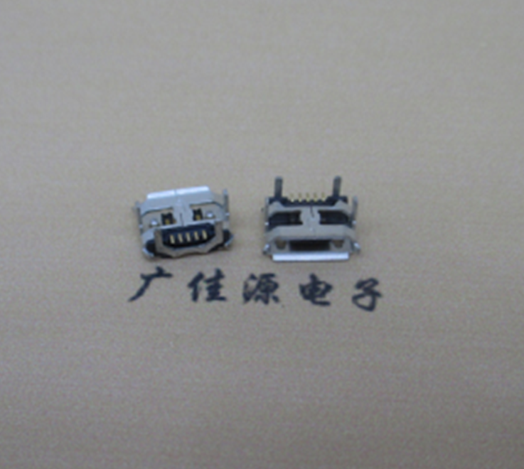 深圳Micro usb5p母座 B型口 加长2.0mm牛角 焊接图解