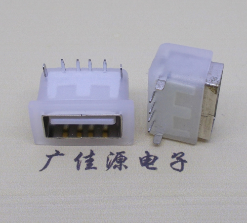 深圳卧式后两脚DIP插板USB AF 2.0防水母座,反向插A公头连接器