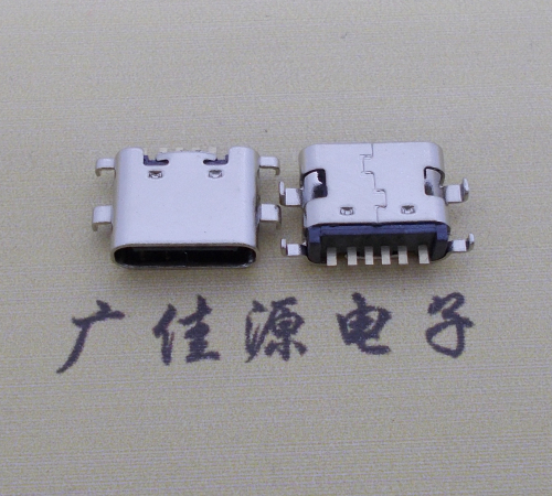 深圳简易充电type c6P母座沉板1.6mm接口