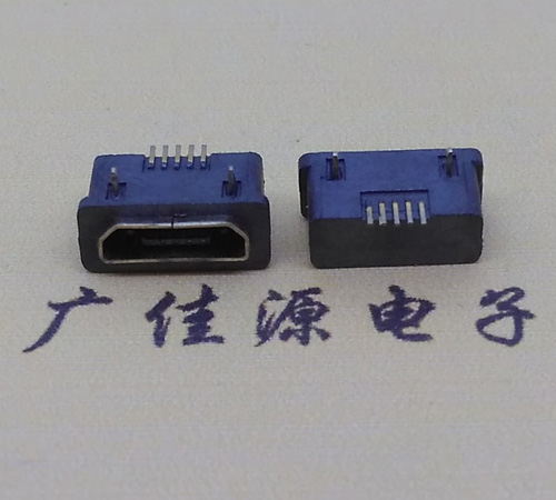 深圳MICRO USB5p防水接口 90度卧式 两脚插板牢固