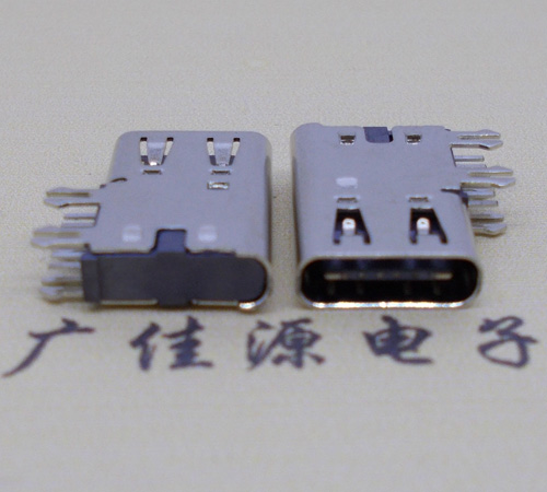 深圳侧插USB3.1接头座子.90度type-c母座.6p侧插连接器