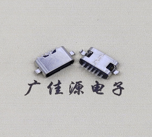 深圳type c6p母座接口 沉板0.8mm 两脚插板引脚定义  